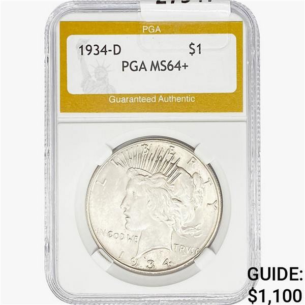1934-D Silver Peace Dollar PGA MS64+
