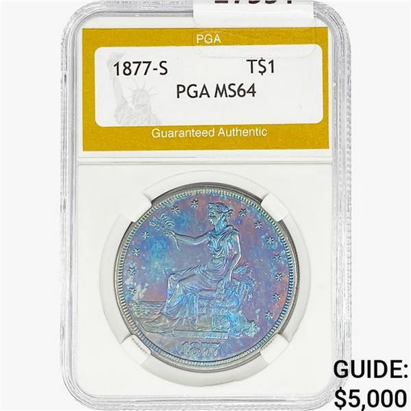 1877-S Silver Trade Dollar PGA MS64