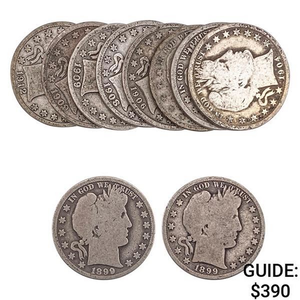 1899-1912 Barber Half Dollar Lot [10 Coins]