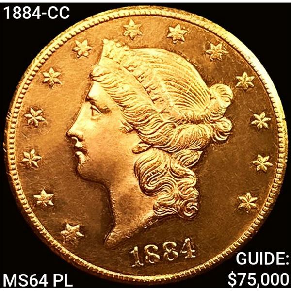 1884-CC $20 Gold Double Eagle CHOICE BU PL