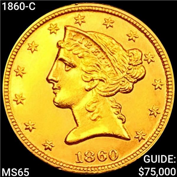 1860-C $5 Gold Half Eagle GEM BU