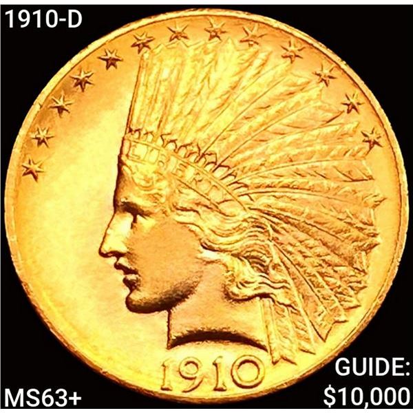 1910-D $10 Gold Eagle CHOICE BU+