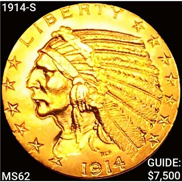 1914-S $5 Gold Half Eagle UNCIRCULATED