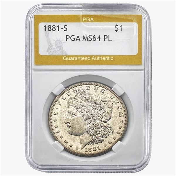 1881-S Morgan Silver Dollar PGA MS64 PL
