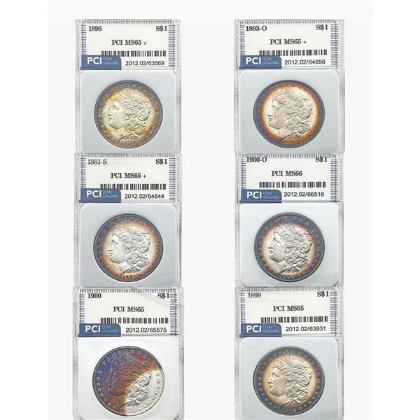 1898-1900 BU Toned Morgan Silver Dollars [3 Coins] PCI MS65-66