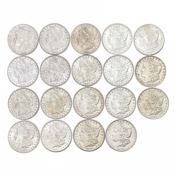 Unc 1878-1887 Morgan Dollar Roll 19 Coins