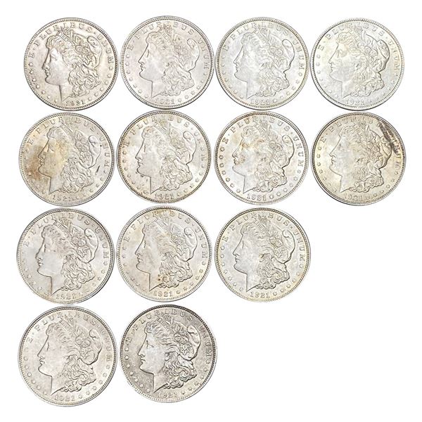 Unc 1921 Morgan Dollar Roll 13 Coins