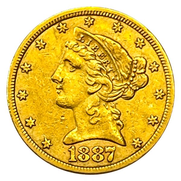 1887 $5 Gold Half Eagle