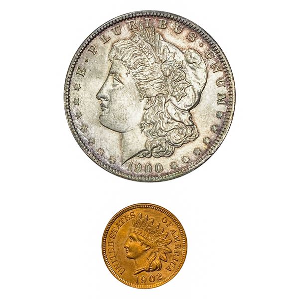 [2]1900-1902 Indian Head Cent & Morgan Dollar