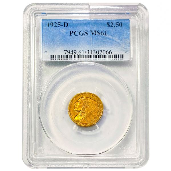 1925-D $2.50 Gold Quarter Eagle PCGS MS61