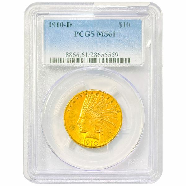 1910-D $10 Gold Eagle PCGS MS61