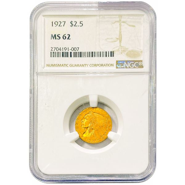 1927 $2.50 Gold Quarter Eagle NGC MS62
