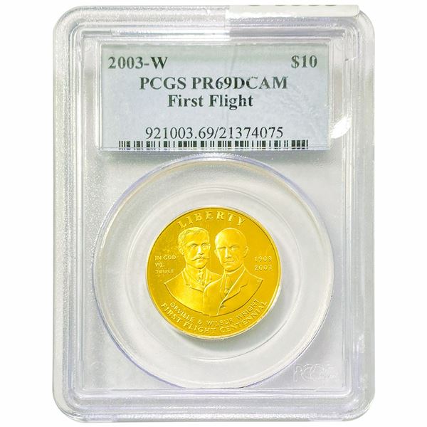 2003-W $10 1/4oz Gold First Flight PCGS PR69 DCAM