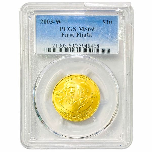 2003-W $10 1/4oz Gold First Flight PCGS MS69