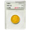 Image 1 : 1882 Italy G20L ACG MS62 PL