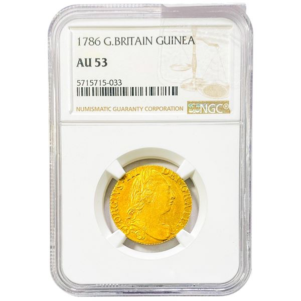 1786 G. Britain Guinea NGC AU53