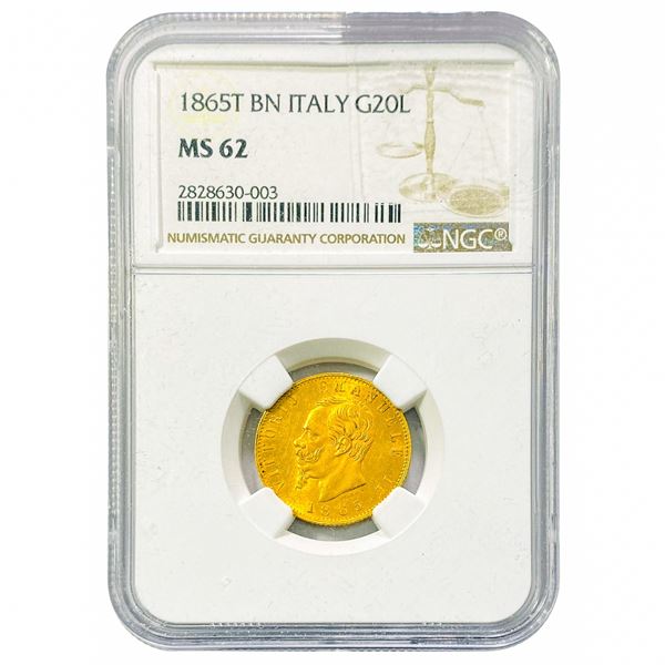 1865-T BN Italy G20L NGC MS62