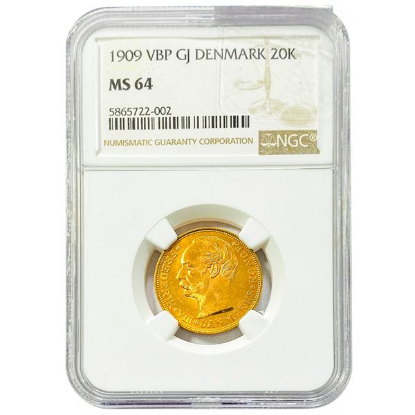 1909 VBP GJ Denmark 20k NGC MS64