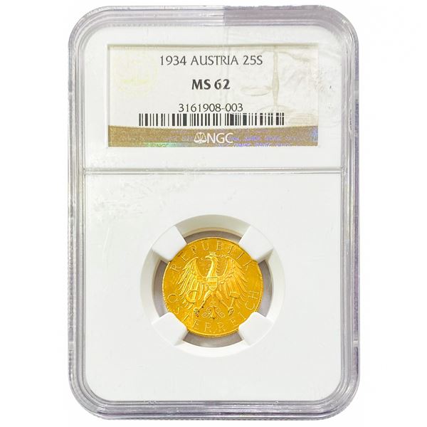 1934 Austria 25 Shilling NGC MS62