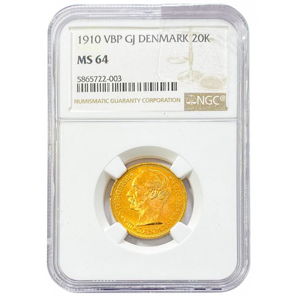 1910 VBP GJ Denmark 20k NGC MS64