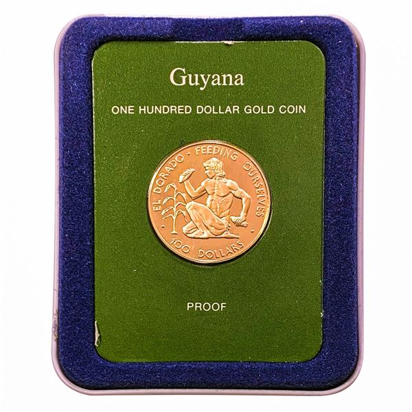 1977 Guyana Proof $100 .0897oz Gold Coin