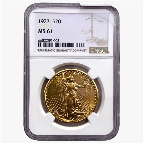 1927 $20 Gold Double Eagle NGC MS61