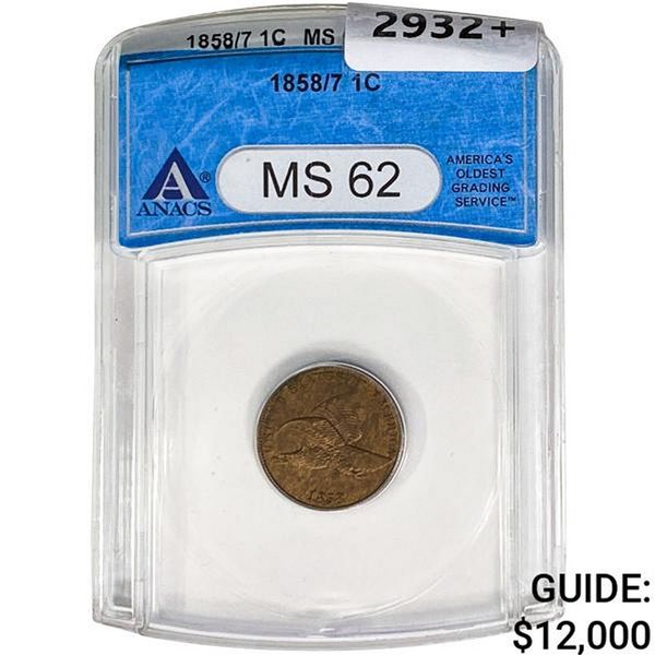 1858/ 7 Flying Eagle Cent ANACS MS62