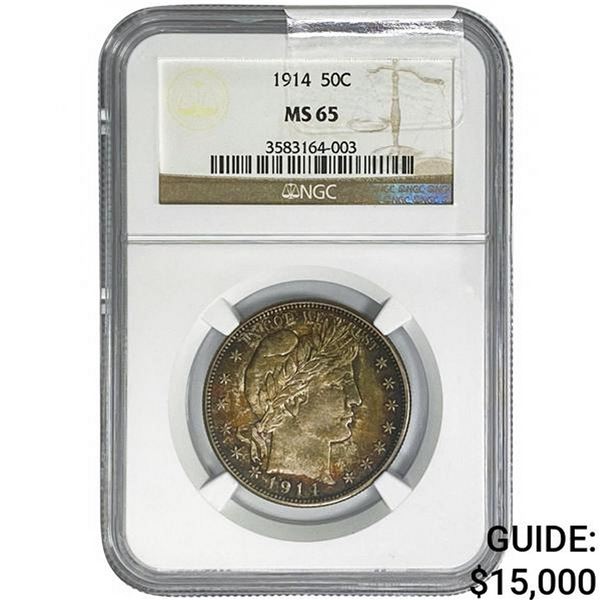1914 Barber Half Dollar NGC MS65
