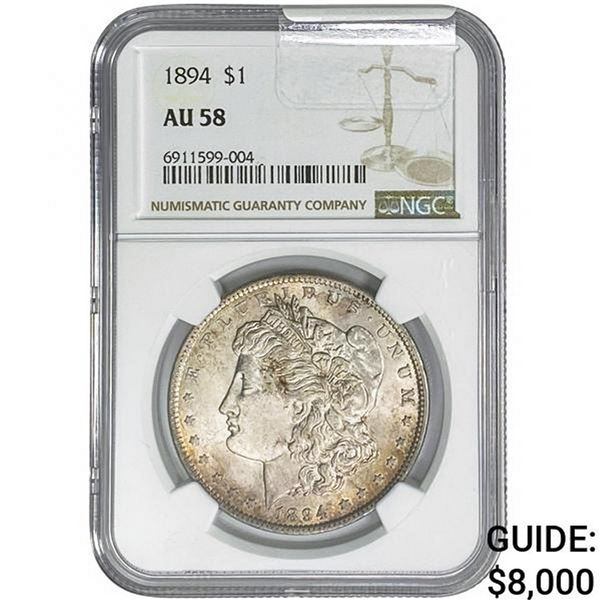 1894 Morgan Silver Dollar NGC AU58