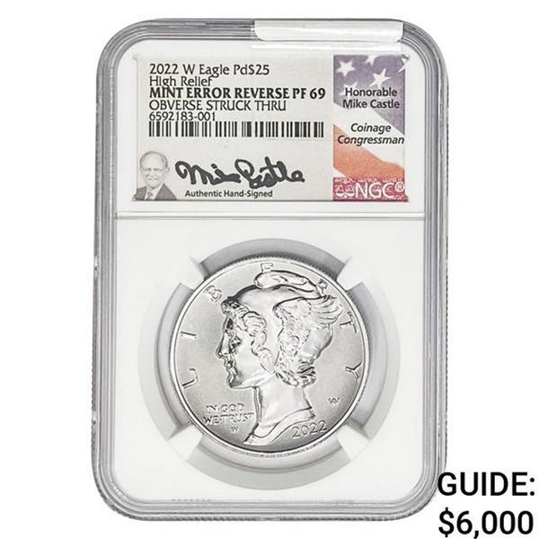 2022-W 1oz Pd$25 Eagle NGC PF69 Mint Error REV