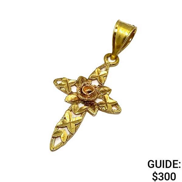 14k yg 0.9g TT Cross Pendant