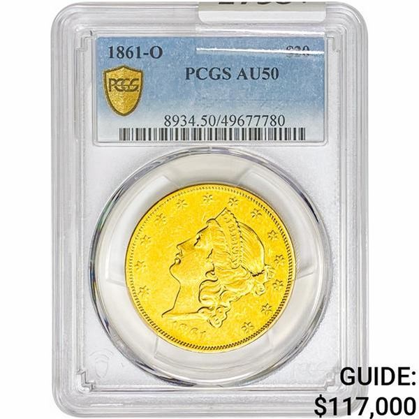 1861-O $20 Gold Double Eagle PCGS AU50
