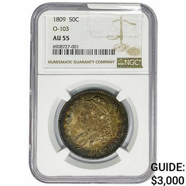 1809 Capped Bust Half Dollar NGC AU55 O-103