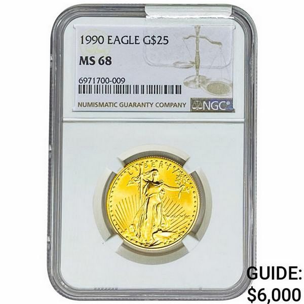 1990 1/2oz $25 AGE NGC MS68