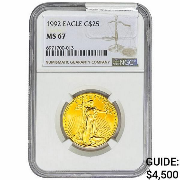 1992 1/2oz $25 AGE NGC MS67