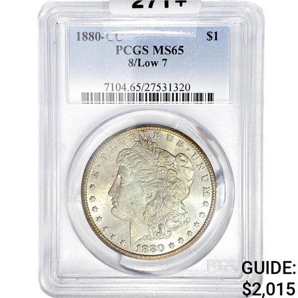 1880-CC Morgan Silver Dollar PCGS MS65 8/Low 7