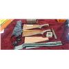 Image 1 : THREE STOCKS, OUTTERS GUN VISE, AMMO BELT AND OTHER