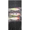 Image 1 : THREE 6" DOUBLE TREBLE HOOK DIVING LURES - WEIGHTED TO HELP MIMIC SWIM PATTERNS OF PREY - PLEASE SEE