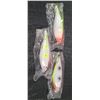 Image 2 : THREE 6" DOUBLE TREBLE HOOK DIVING LURES - WEIGHTED TO HELP MIMIC SWIM PATTERNS OF PREY - PLEASE SEE