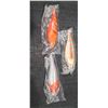 Image 1 : THREE 6" DOUBLE TREBLE HOOK DIVING LURES - WEIGHTED TO HELP MIMIC SWIM PATTERNS OF PREY - PLEASE SEE
