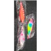 Image 1 : THREE 6" DOUBLE TREBLE HOOK DIVING LURES - WEIGHTED TO HELP MIMIC SWIM PATTERNS OF PREY - PLEASE SEE