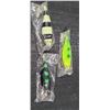 Image 1 : THREE 6" DOUBLE TREBLE HOOK DIVING LURES - WEIGHTED TO HELP MIMIC SWIM PATTERNS OF PREY - PLEASE SEE