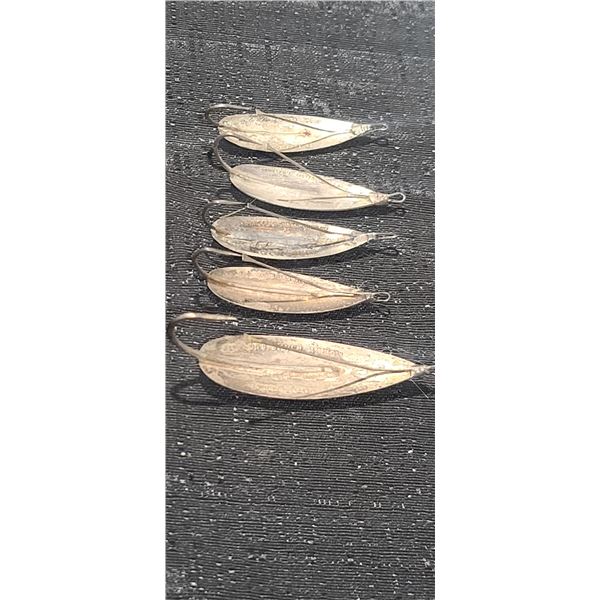 FIVE JOHNSON SILVER MINNOW - SMALL TO LARGE