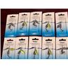 Image 3 : TEN GREEN/YELLOW SILVER TREBLE HOOK SPINNER LURES