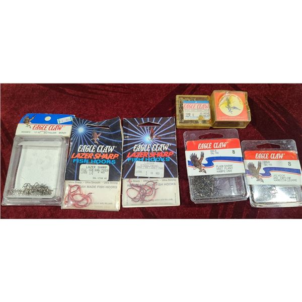 SEVEN PACKS ASSORTED EAGLE CLAW HOOKS