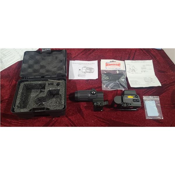 558 GRAPHIC SIGHT MAGNIFIER AND MODEL G43 MAGNIFIER COMBINATION OPTICS - MAGNIFICATION 1X SIZE 95X55