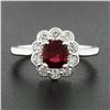 Image 3 : Platinum 1.35 ctw GIA BURMA NO HEAT Cushion VIVID RED Spinel Diamond Halo Ring