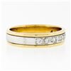 Image 5 : Estate Men's 14K Two Tone Gold 0.25 ctw Round Pave Set Diamond Wide Band Ring