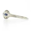 Image 6 : Antique Art Deco 18k Gold .37 ctw European Diamond & Sapphire Etched Filigree Ri