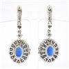 Image 3 : NEW 14k White Gold Oval Tanzanite & Round Brilliant Diamond Drop Dangle Earrings